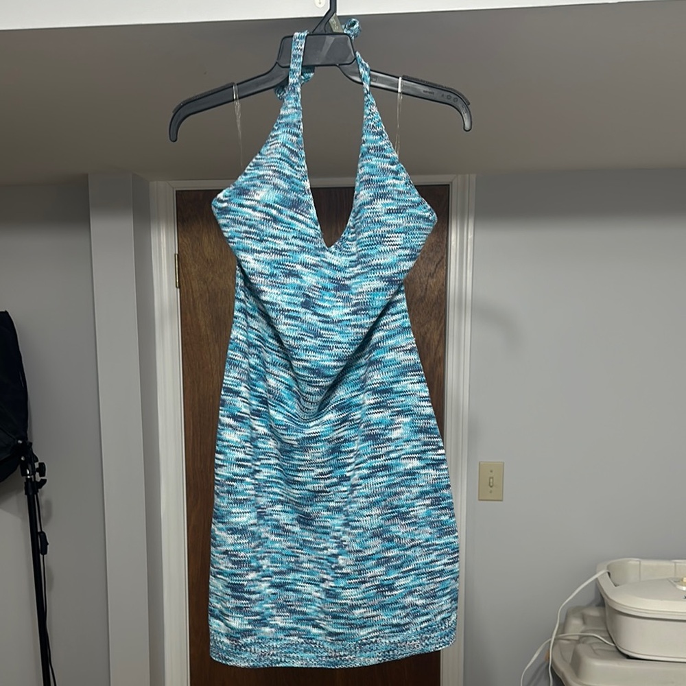 Blue Halter Neck Dress